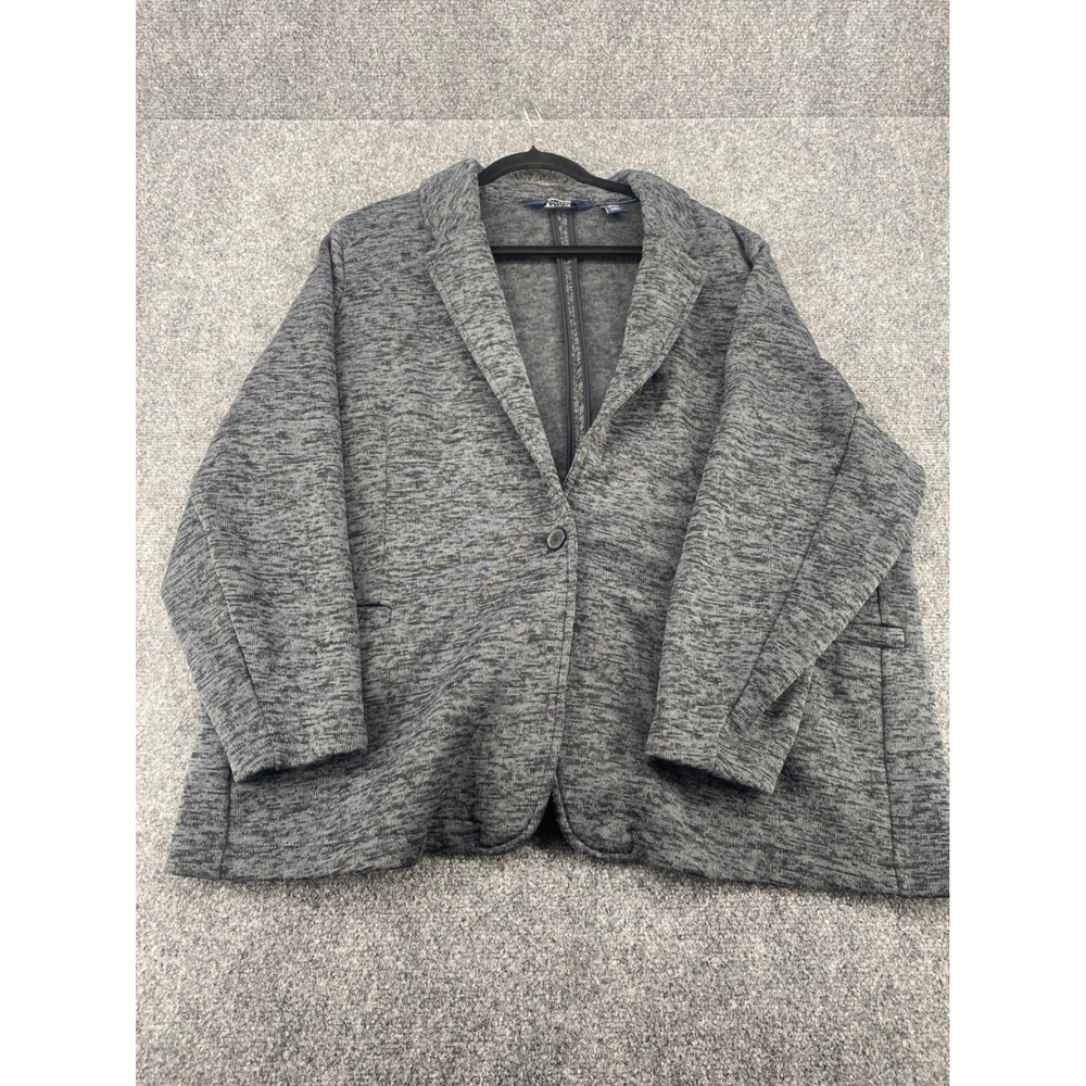 Lands' End Knit Blazer Jacket Women 2X 20W-22W Gray Space Dye Soft Professional